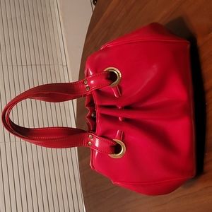 Fabulous Vintage Faux Leather Tomato Red Satchel - Excellent condition!